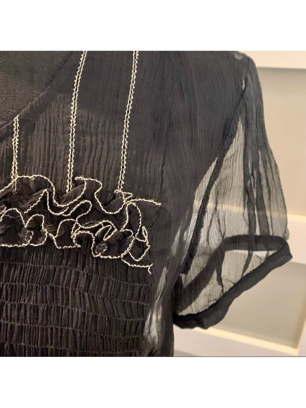 ANTHROPOLOGIE SAJA black sheer dress. Size 8